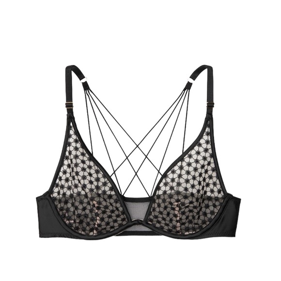 NWT Victoria's Secret Very Sexy Black Nude Starburst Plunge Unlined Bra - Picture 3 of 3